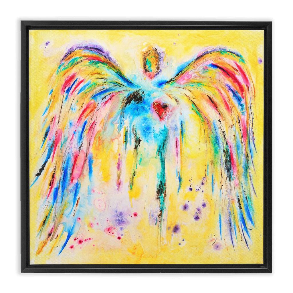 Rainbow Colors artwork detail - angel painting canvas print wall art