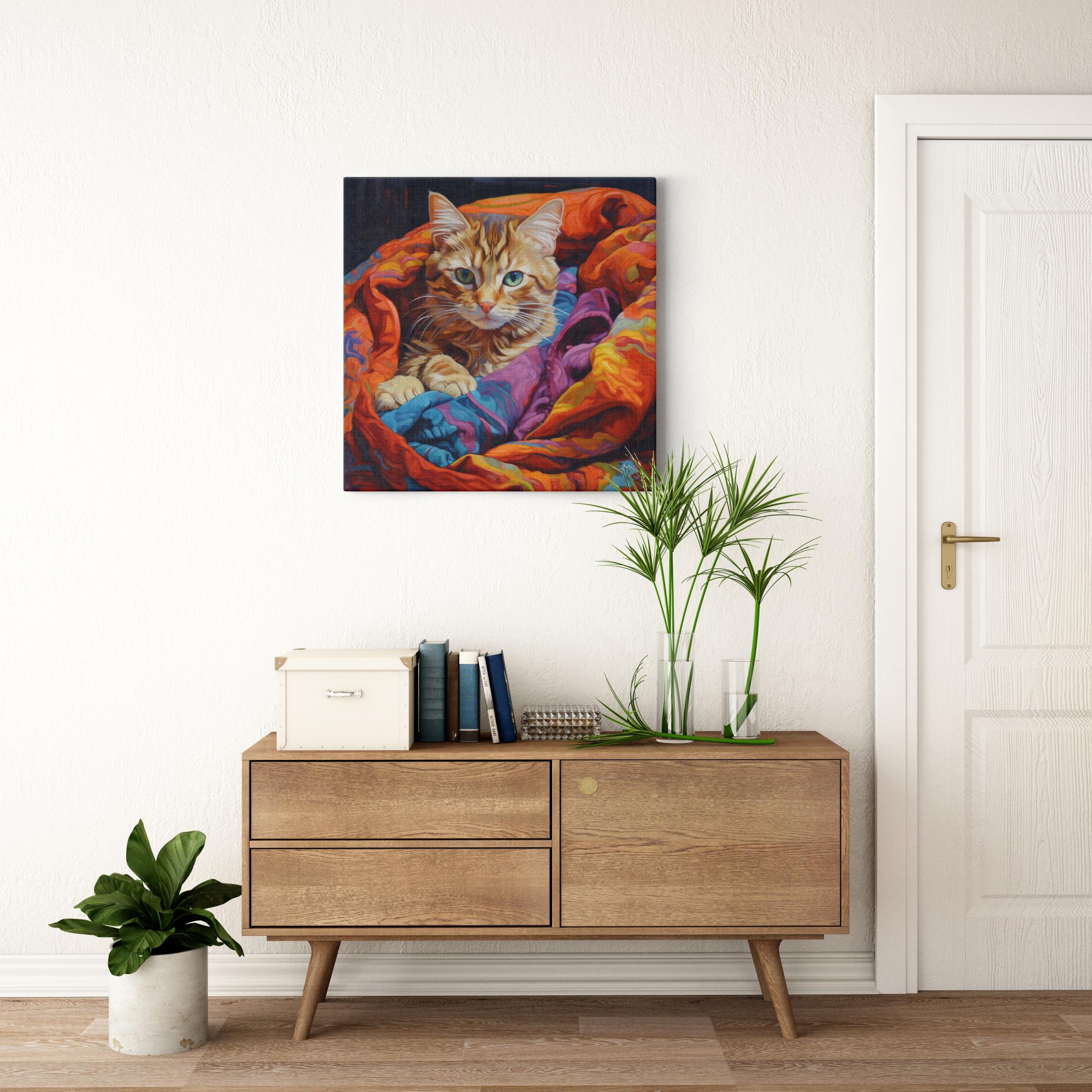 A Colorful Encounter artwork detail - colorful pet portrait art wall art