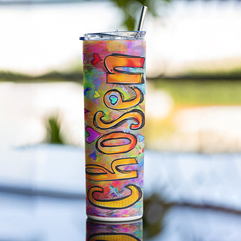 Chosen - Skinny Tumblers canvas print in room setting - christian tumbler by Ivan Guaderrama