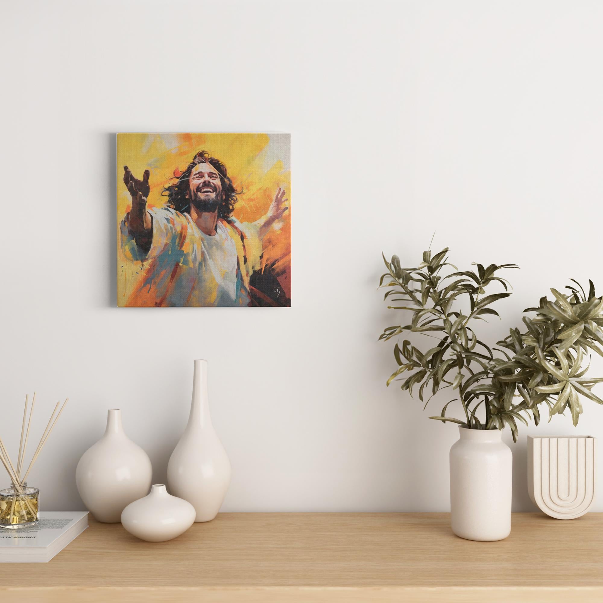 Jesus; The Light of the World artwork detail - interactive canvas print that comes alive with mobile app wall art