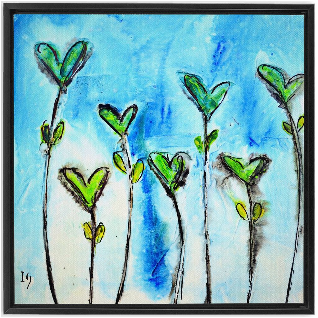 Love Flowers artwork detail - heart painting canvas print wall art