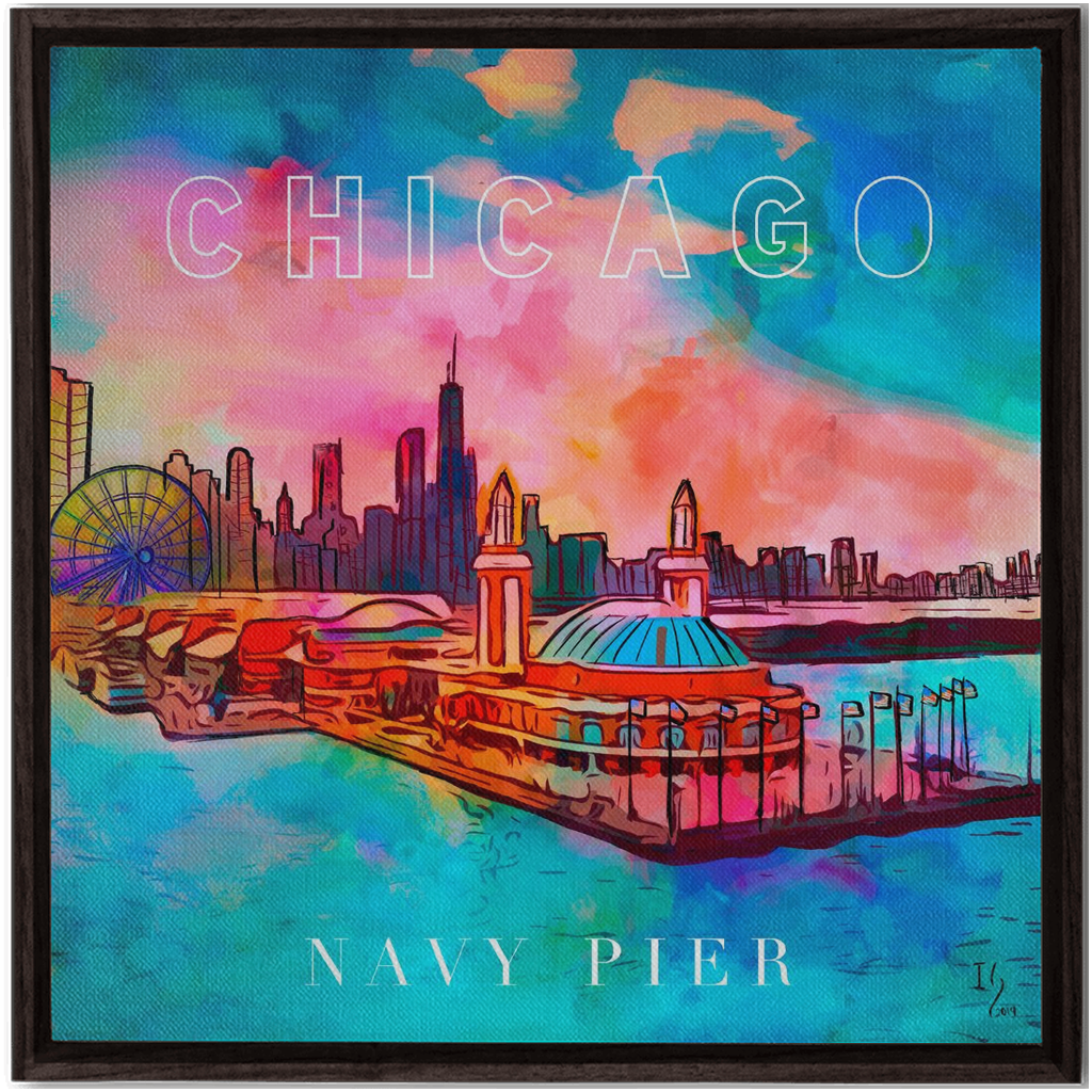 Navy Pier Chicago artwork detail - commission art canvas print wall art
