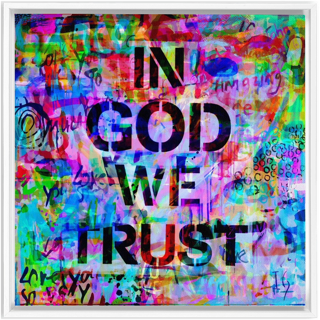 In God We Trust artwork detail - interactive canvas print that comes alive with mobile app wall art