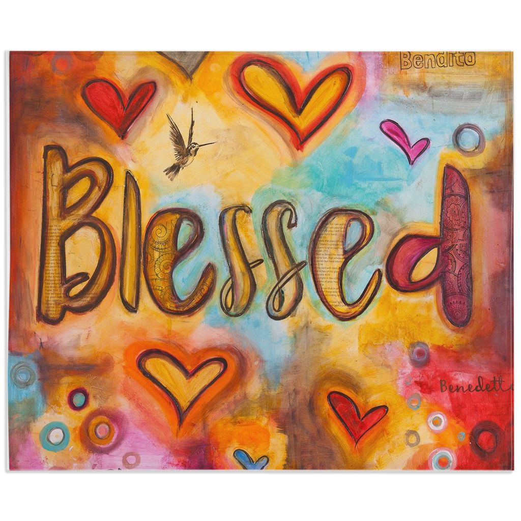 Blessed Minky Blankets canvas print in room setting - christian blanket by Ivan Guaderrama