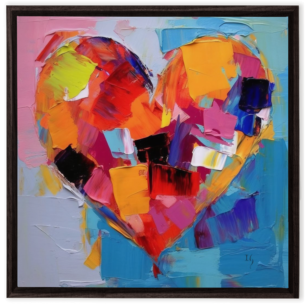 Vibrant Love's artwork detail - heart painting canvas print wall art