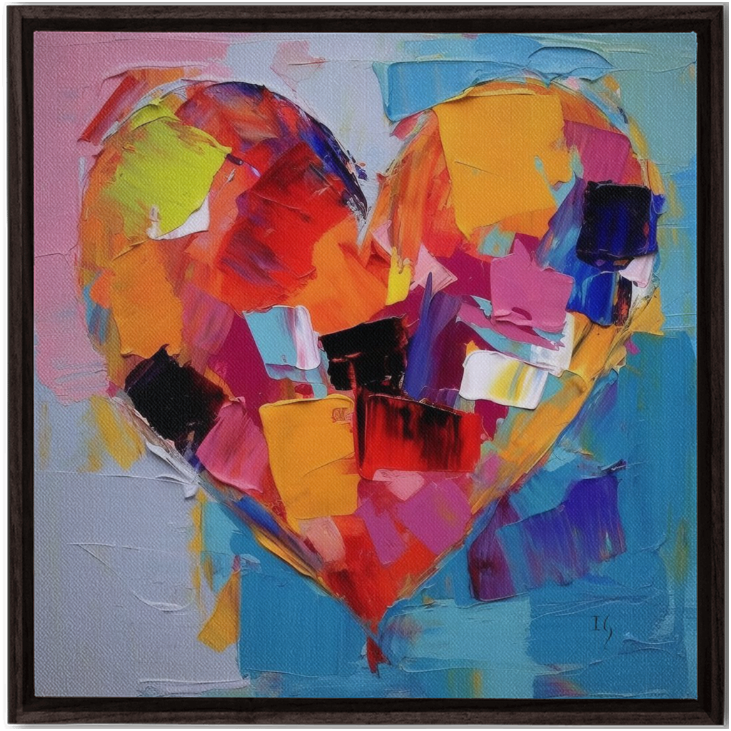 Vibrant Love's artwork detail - heart painting canvas print wall art