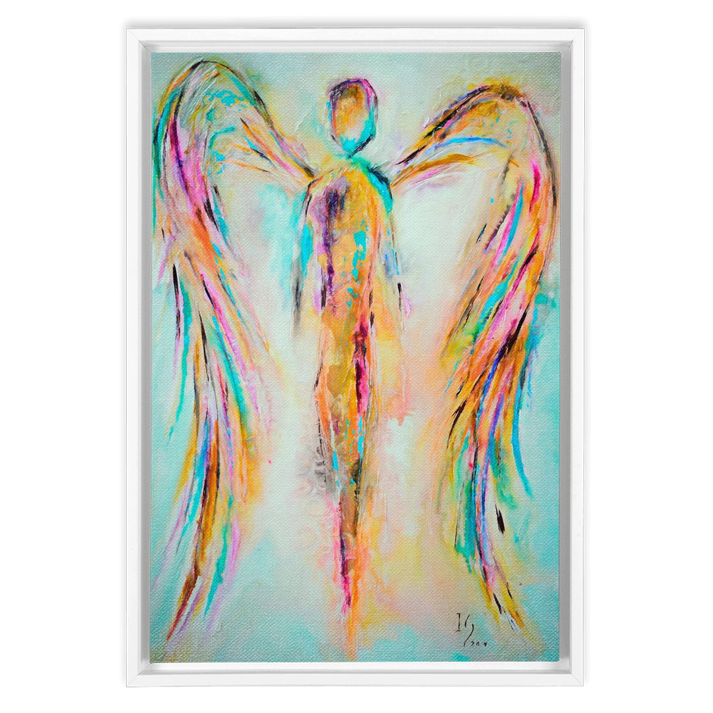Guardian Angel artwork detail - angel painting canvas print wall art