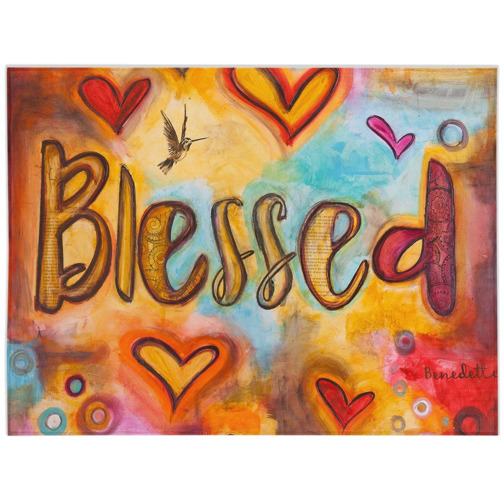 Blessed Minky Blankets canvas print in room setting - christian blanket by Ivan Guaderrama