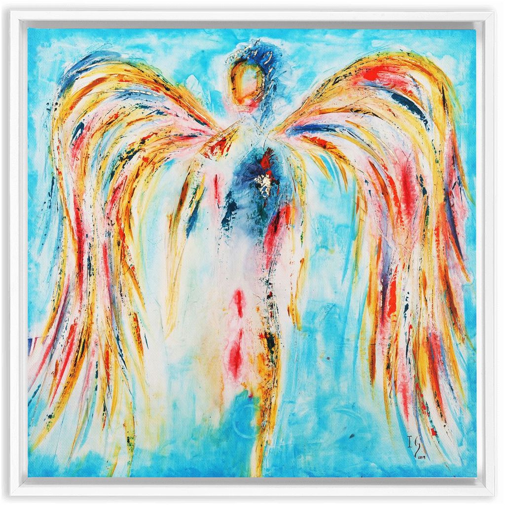Leaning on the Everlasting Arms artwork detail - angel painting canvas print wall art