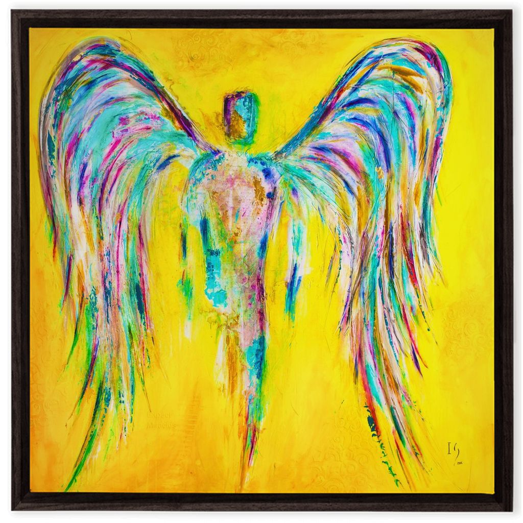 Celestial Angel artwork detail - angel painting canvas print wall art