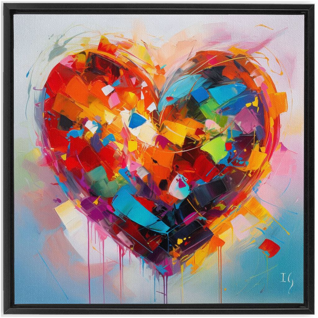 Colorful Fresh Emotions artwork detail - heart painting canvas print wall art