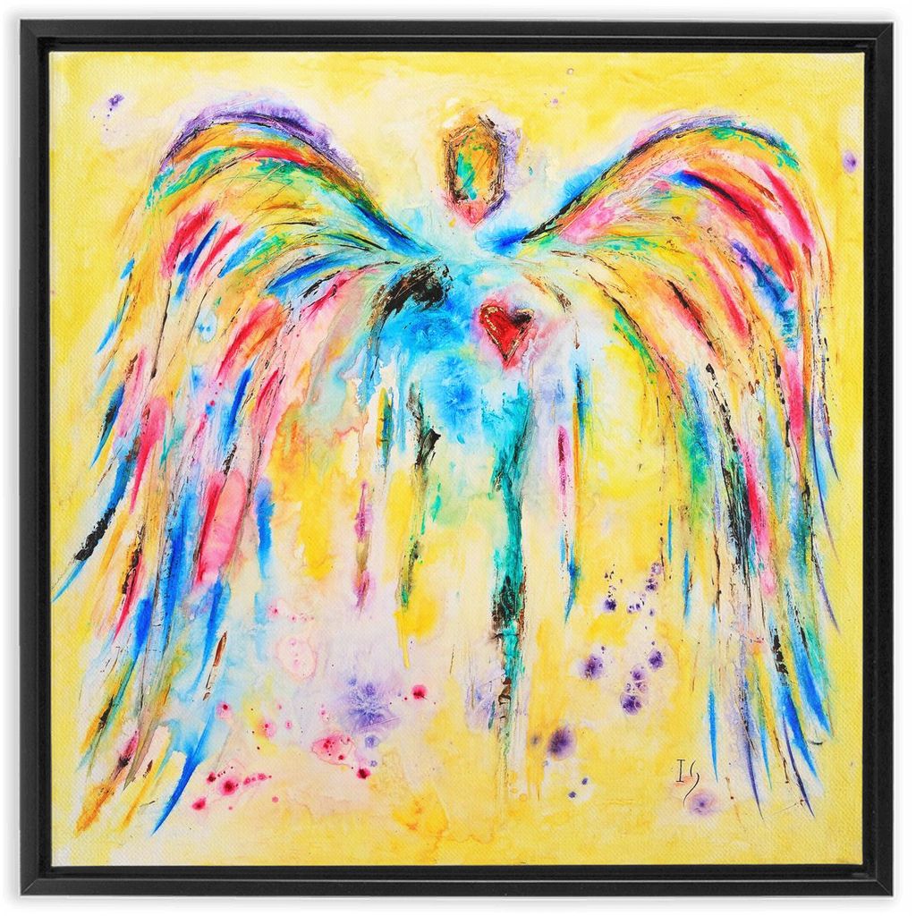 Rainbow Colors artwork detail - angel painting canvas print wall art