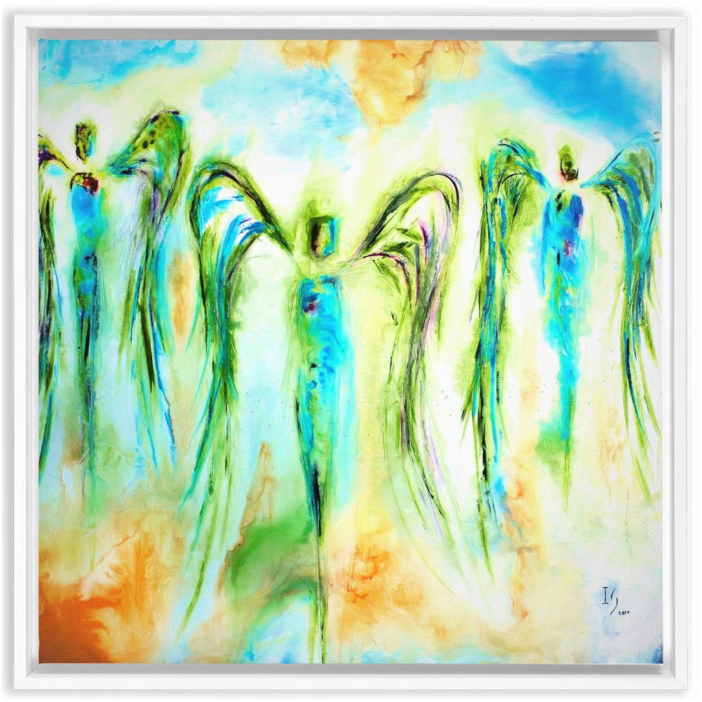 Celestial Choir artwork detail - angel painting canvas print wall art