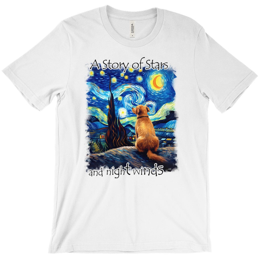 A story of Stars and Night Winds - T-Shirts canvas print in room setting - interactive art by Ivan Guaderrama