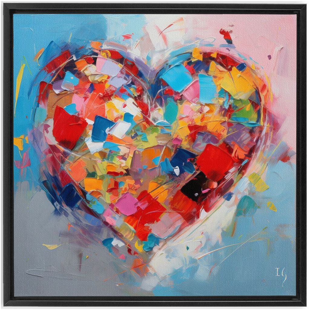 Expressive Love artwork detail - heart painting canvas print wall art