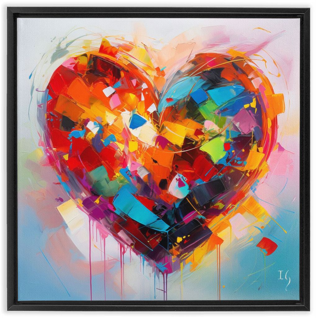 Colorful Fresh Emotions artwork detail - heart painting canvas print wall art
