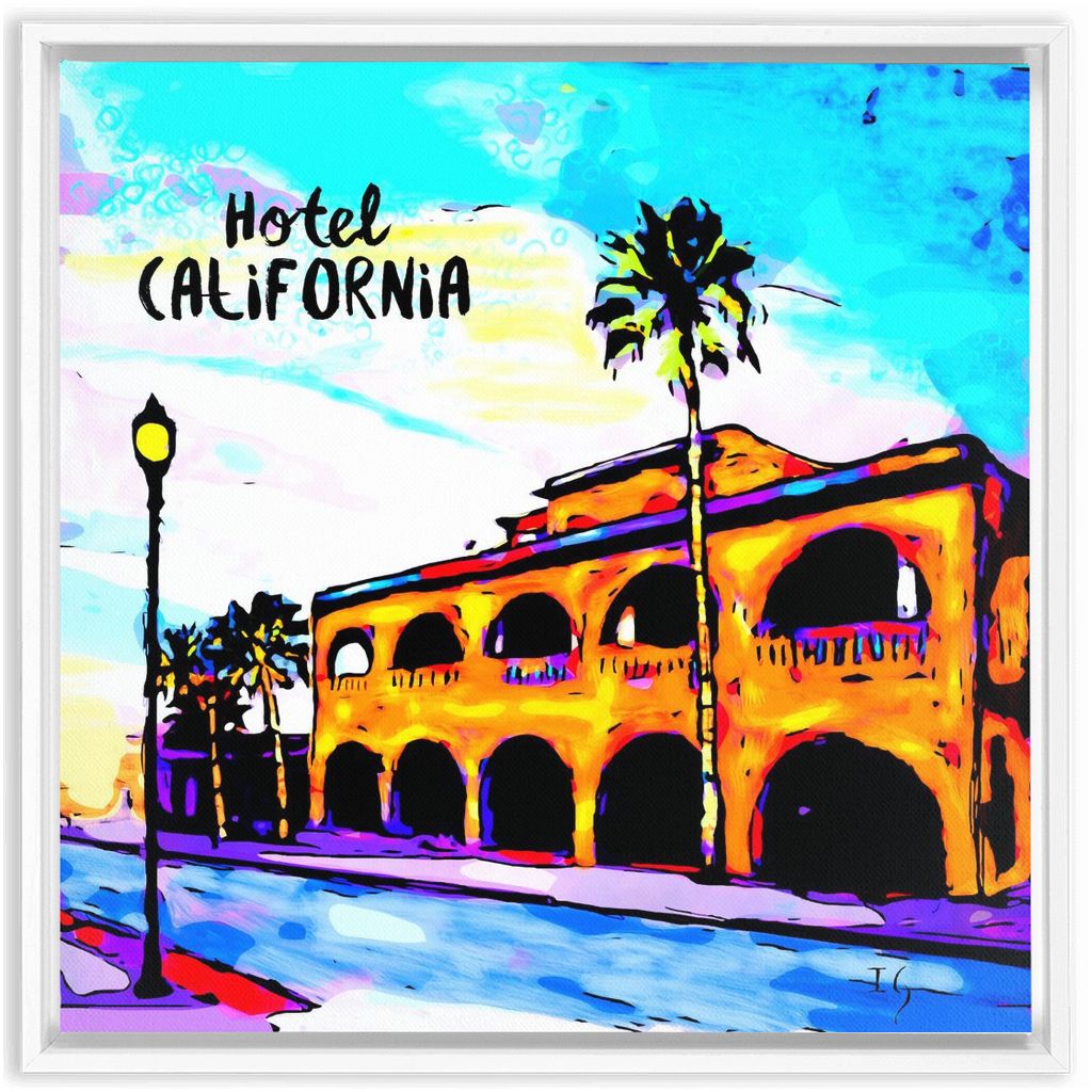 Hotel California artwork detail - interactive canvas print that comes alive with mobile app wall art
