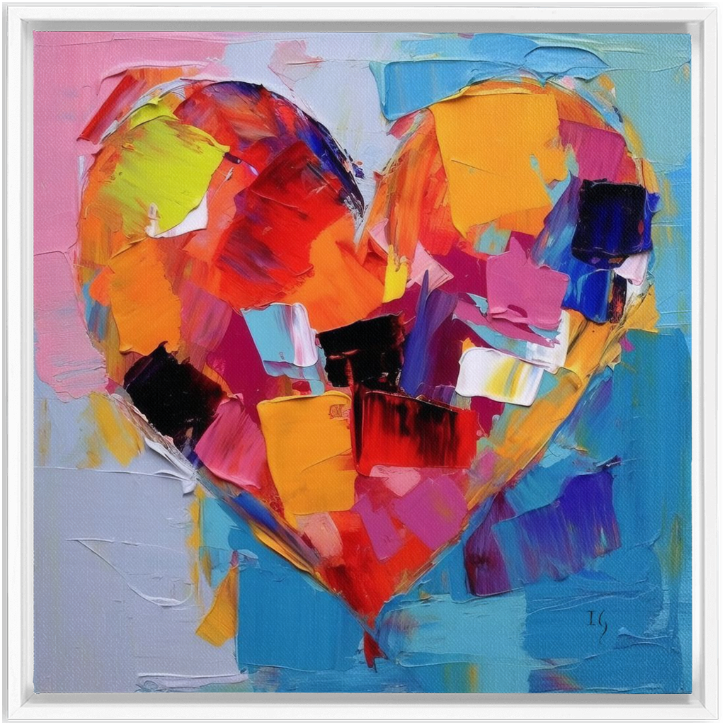 Vibrant Love's artwork detail - heart painting canvas print wall art