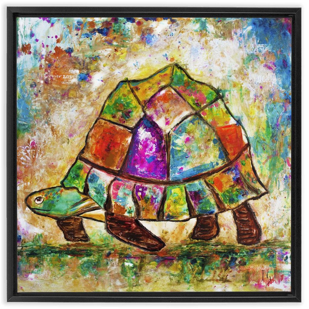Sea Turtle Painting artwork detail - interactive canvas print that comes alive with mobile app wall art