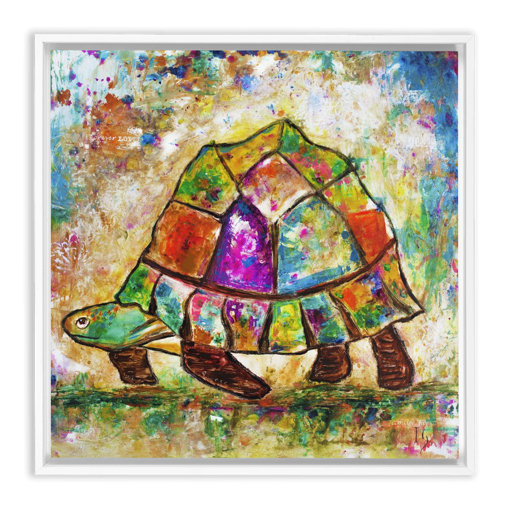 Sea Turtle Painting artwork detail - interactive canvas print that comes alive with mobile app wall art