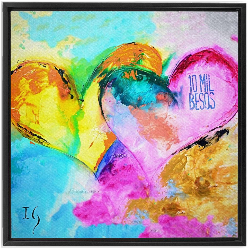 10 mil besos artwork detail - heart painting canvas print wall art