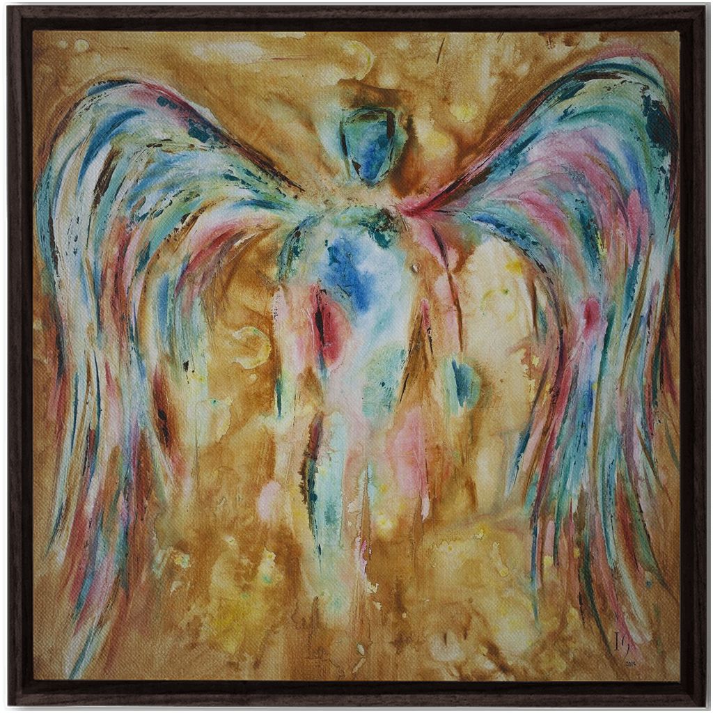 Golden Angel artwork detail - interactive canvas print that comes alive with mobile app wall art