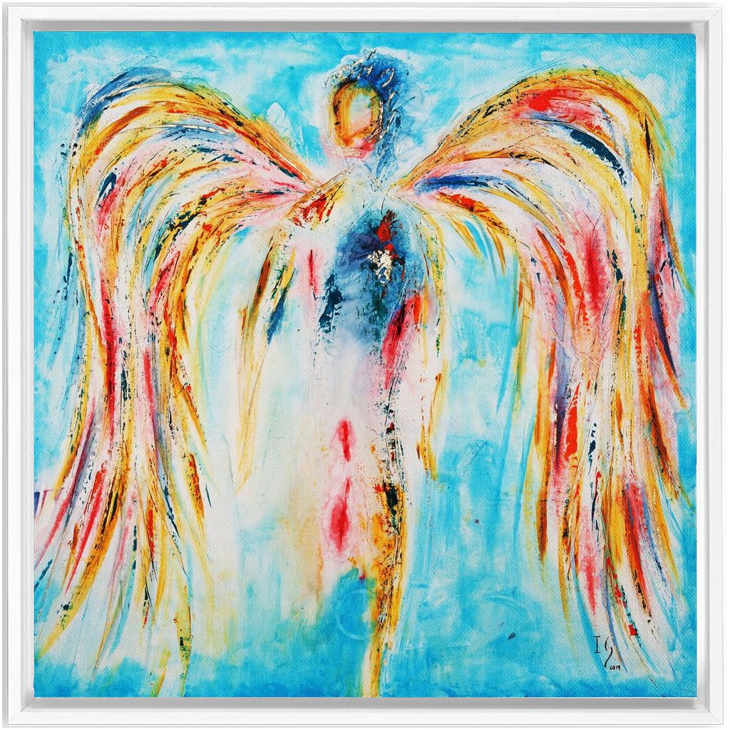 Leaning on the Everlasting Arms artwork detail - angel painting canvas print wall art