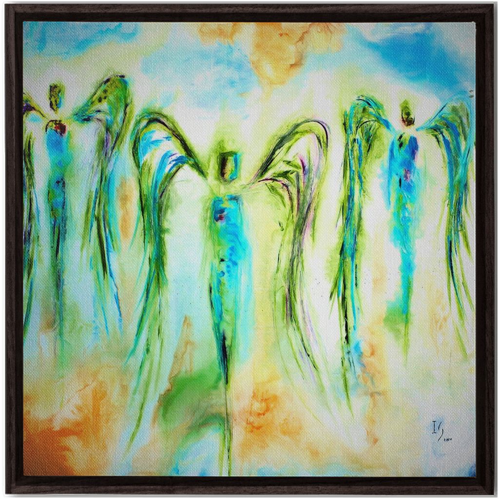 Celestial Choir artwork detail - angel painting canvas print wall art