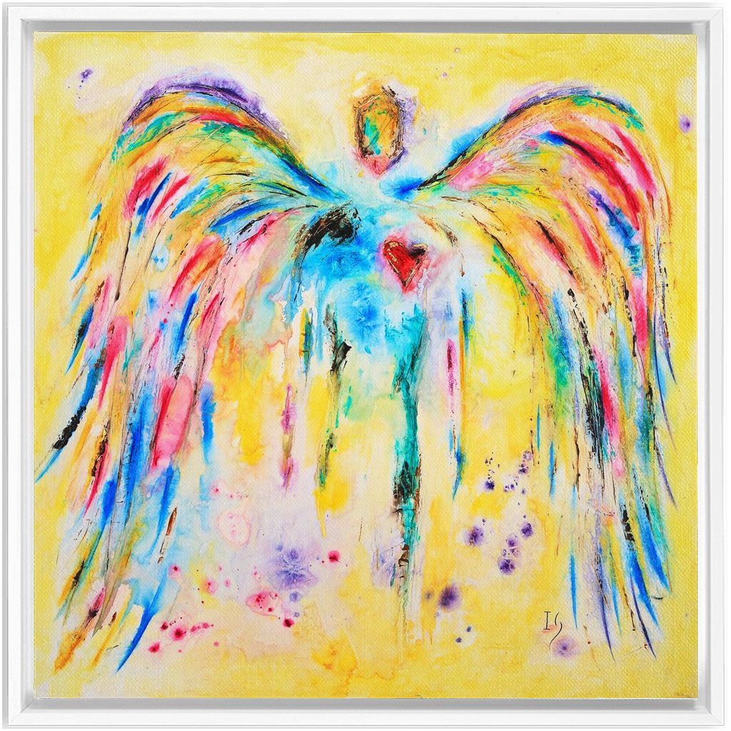 Rainbow Colors artwork detail - angel painting canvas print wall art