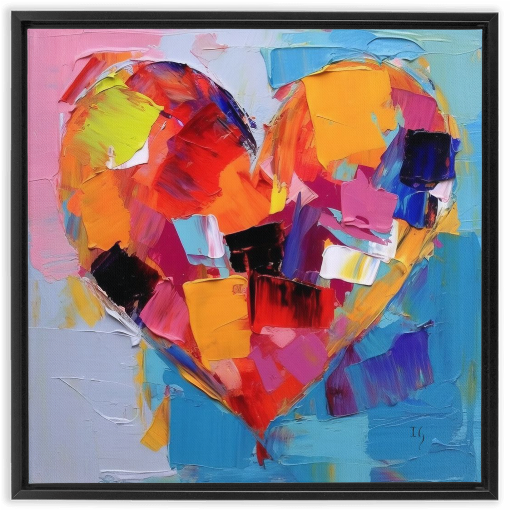 Vibrant Love's artwork detail - heart painting canvas print wall art