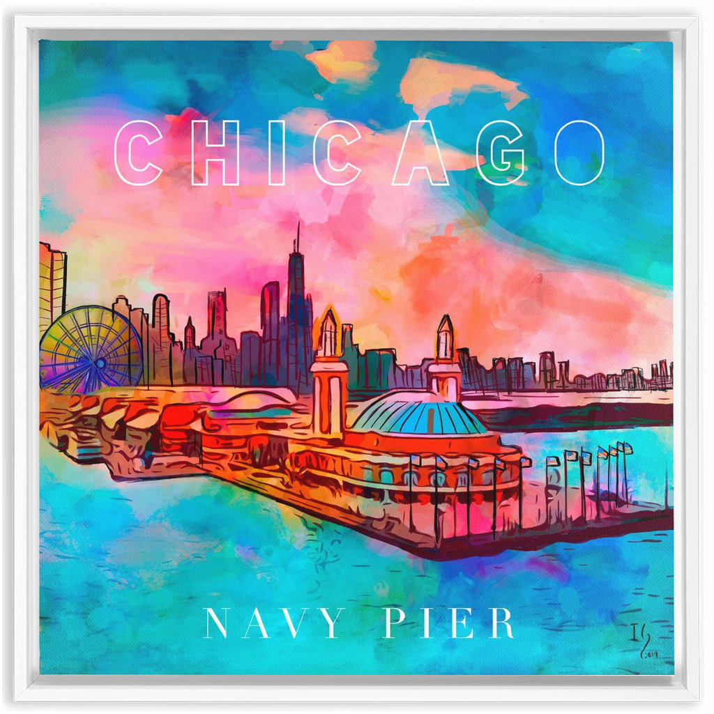 Navy Pier Chicago artwork detail - commission art canvas print wall art