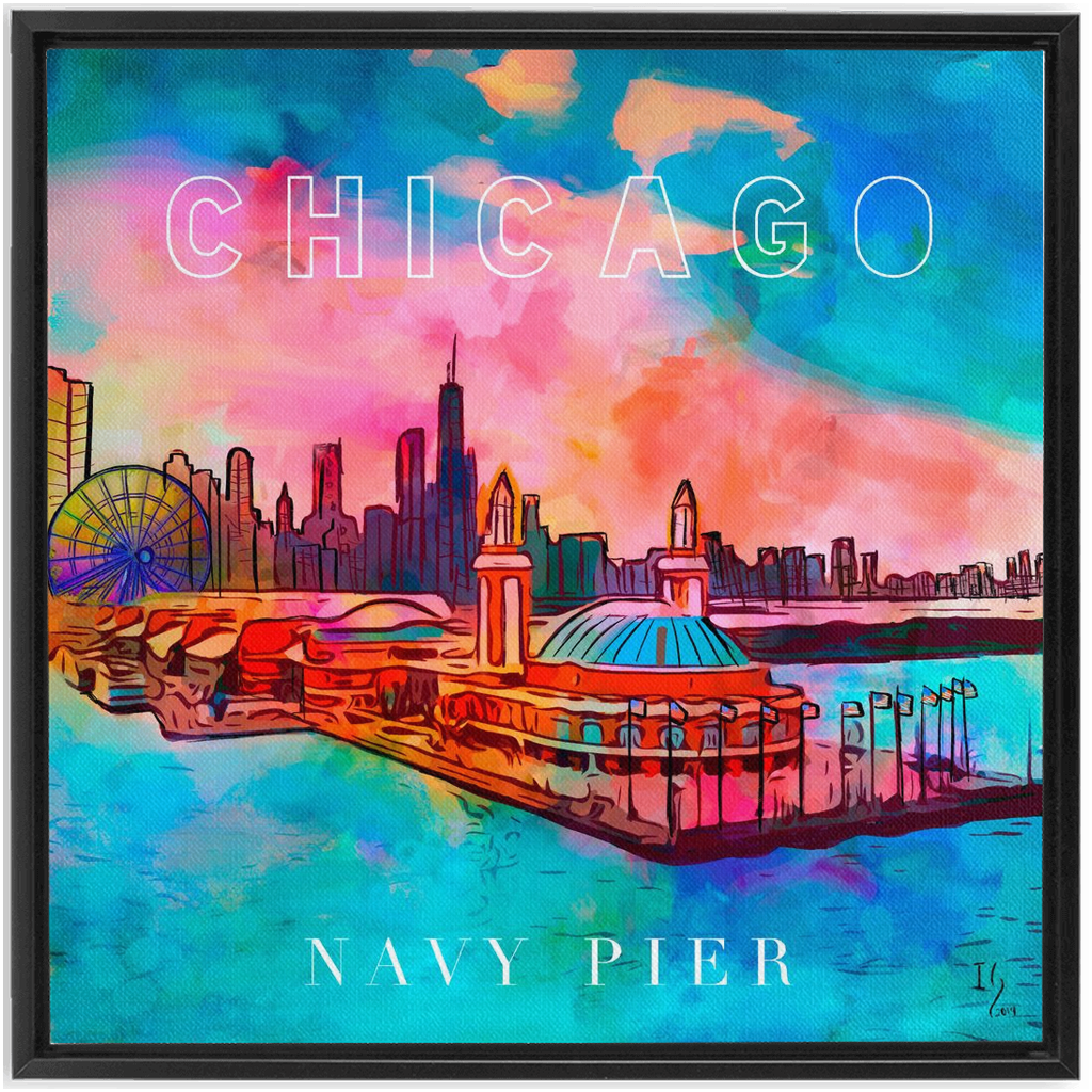 Navy Pier Chicago artwork detail - commission art canvas print wall art