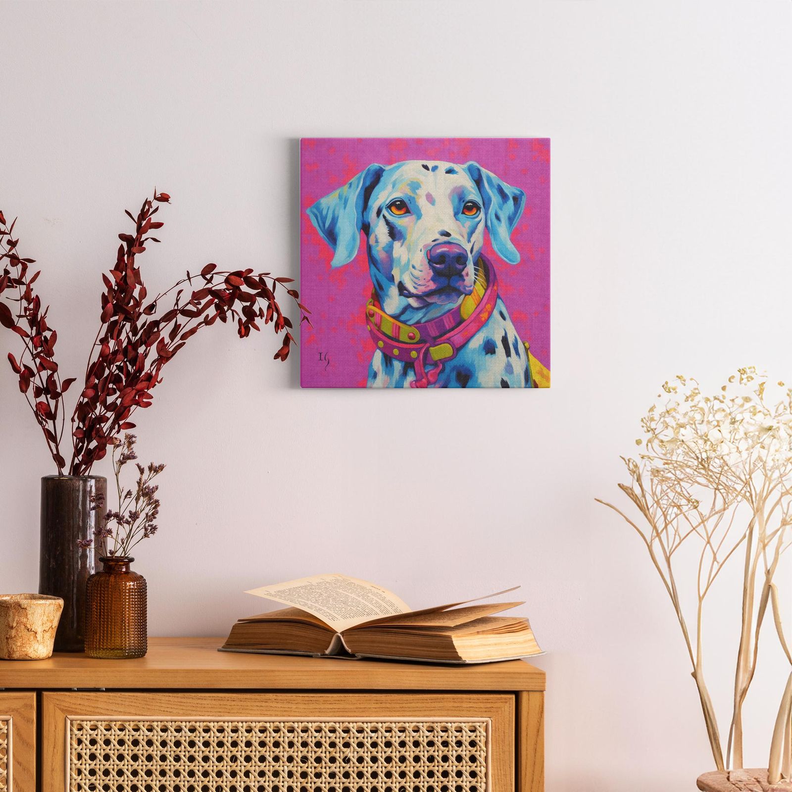 Magenta Spirit artwork detail - colorful pet portrait art wall art