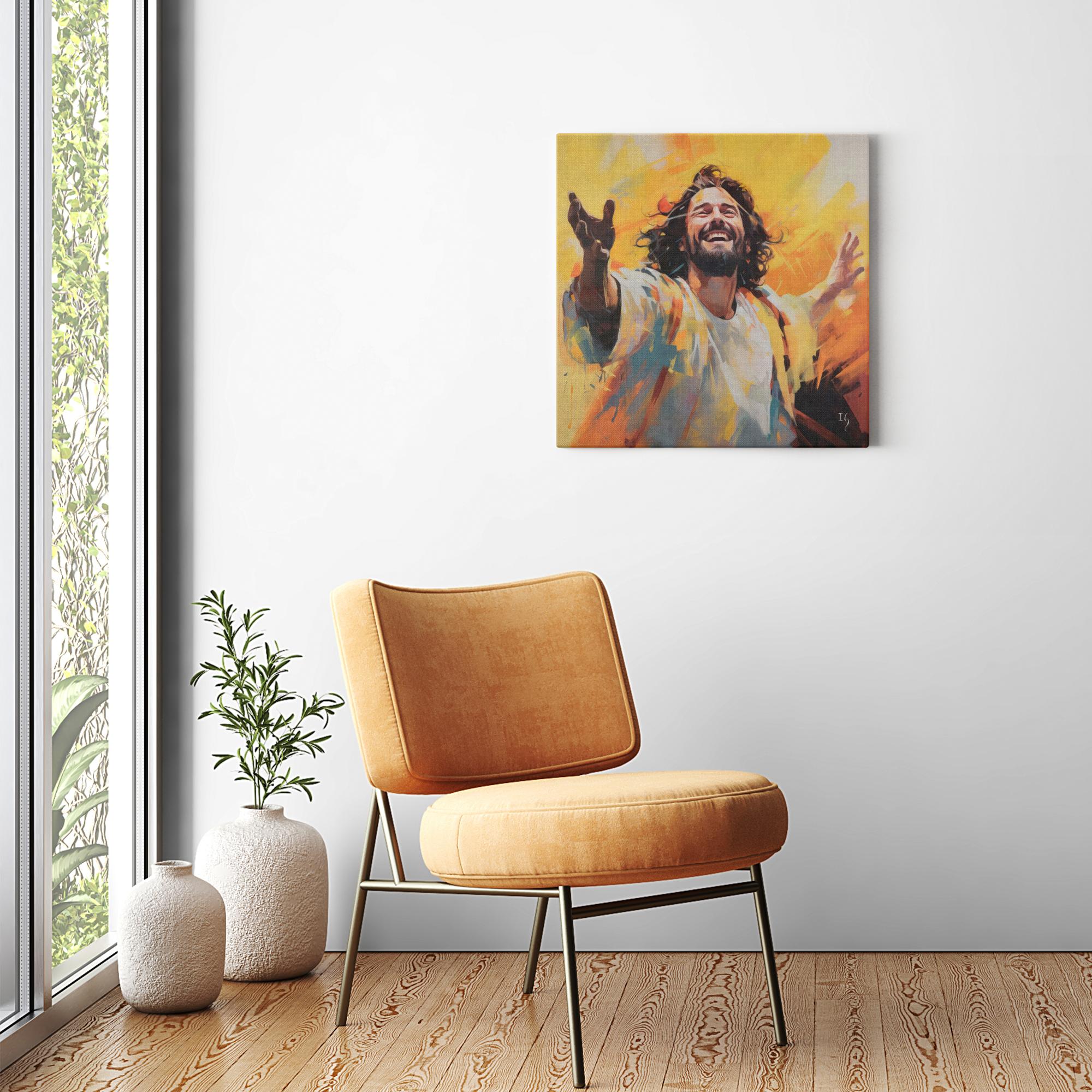 Jesus; The Light of the World artwork detail - interactive canvas print that comes alive with mobile app wall art
