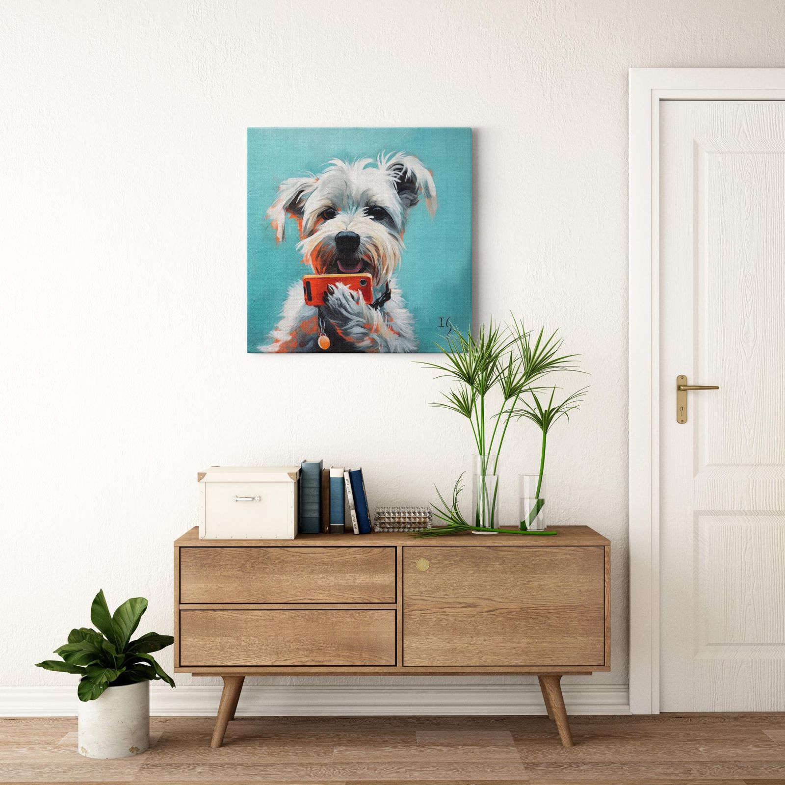 Connection Paws artwork detail - colorful pet portrait art wall art