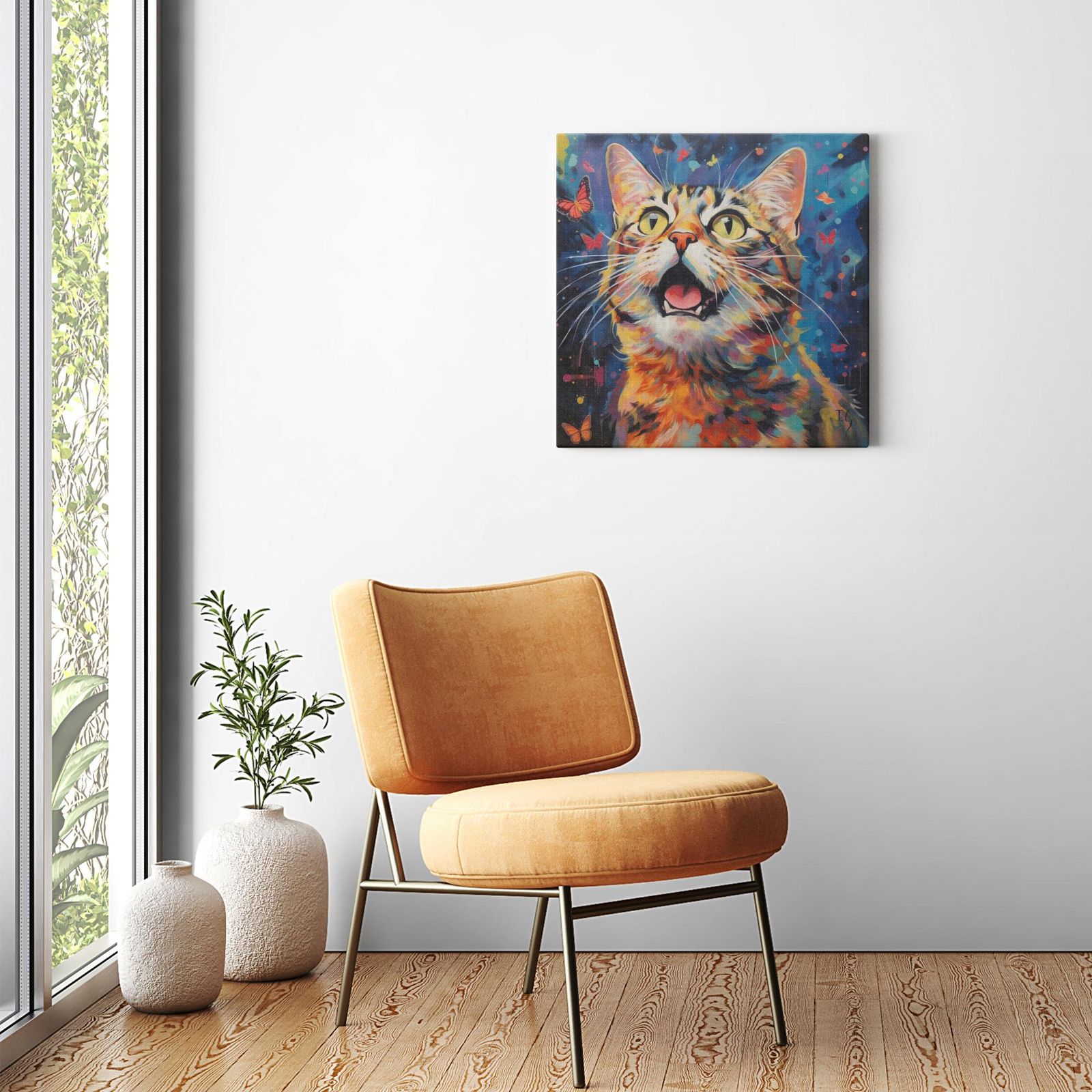 Butterfly Dance artwork detail - colorful pet portrait art wall art