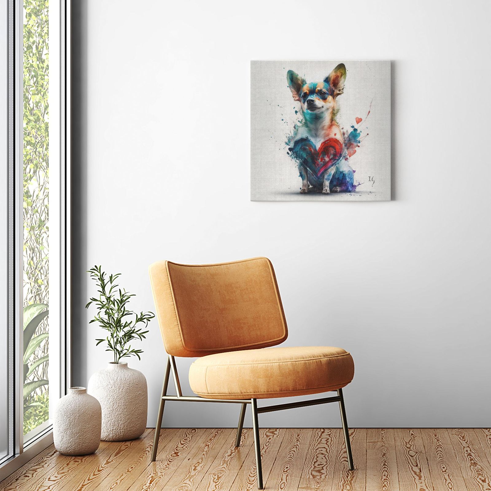 Charming Chihuahua artwork detail - colorful pet portrait art wall art
