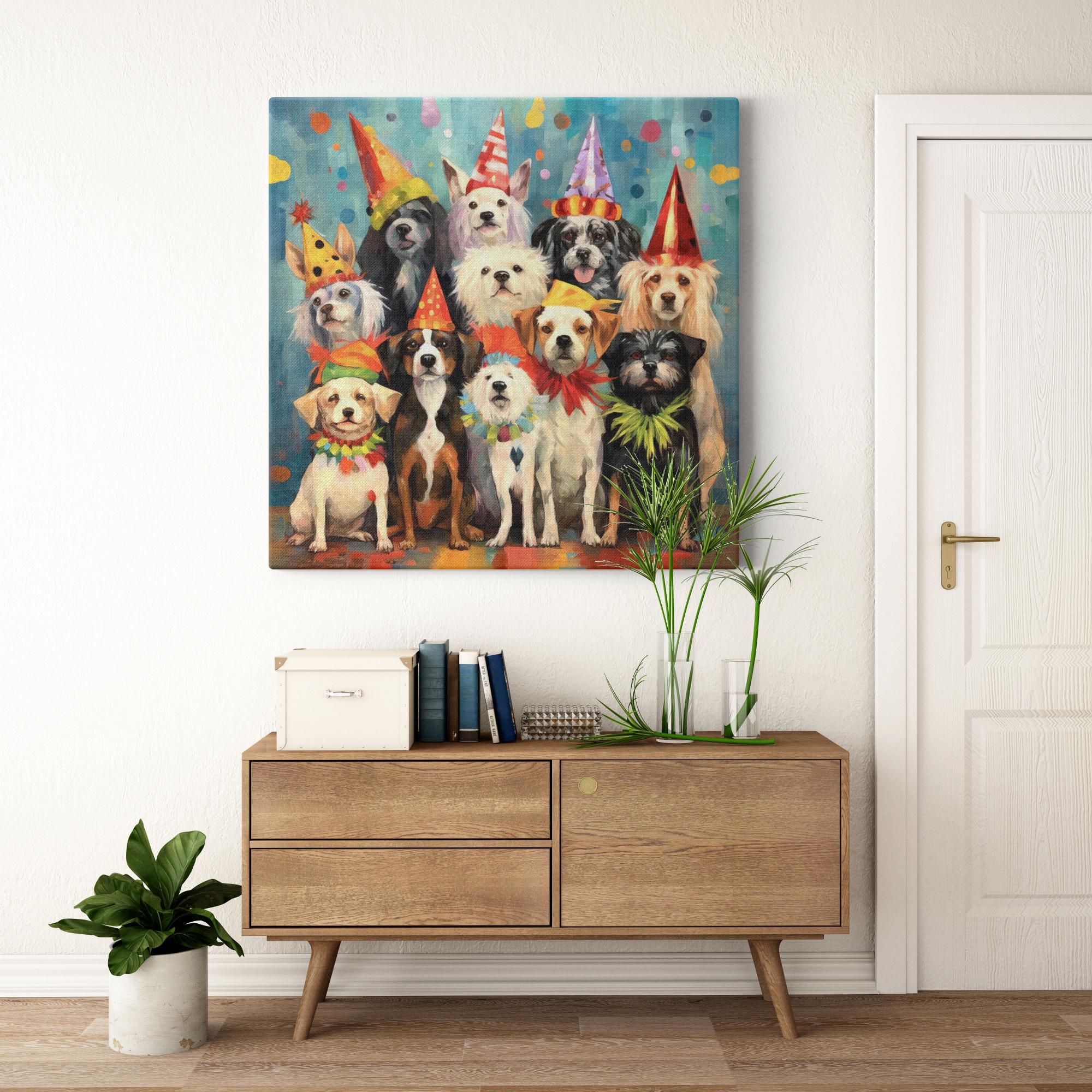 Canine Celebration artwork detail - colorful pet portrait art wall art