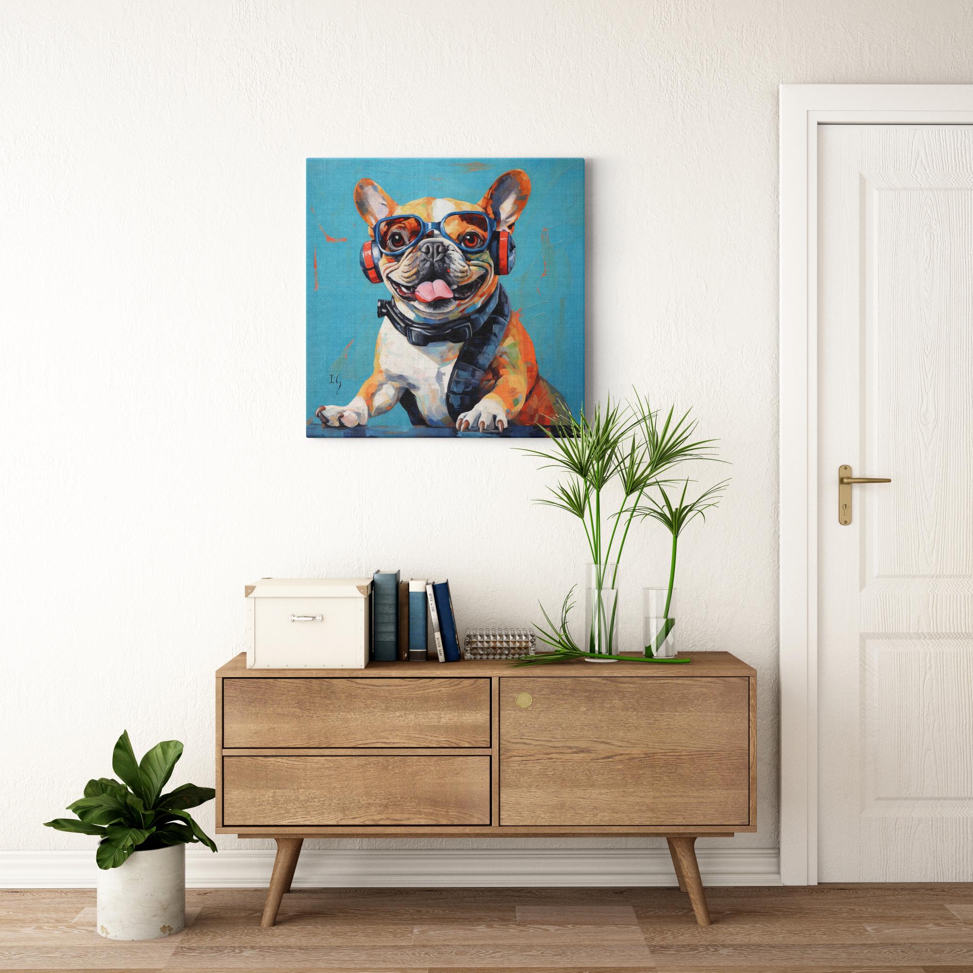 Bull Sophisticate artwork detail - colorful pet portrait art wall art