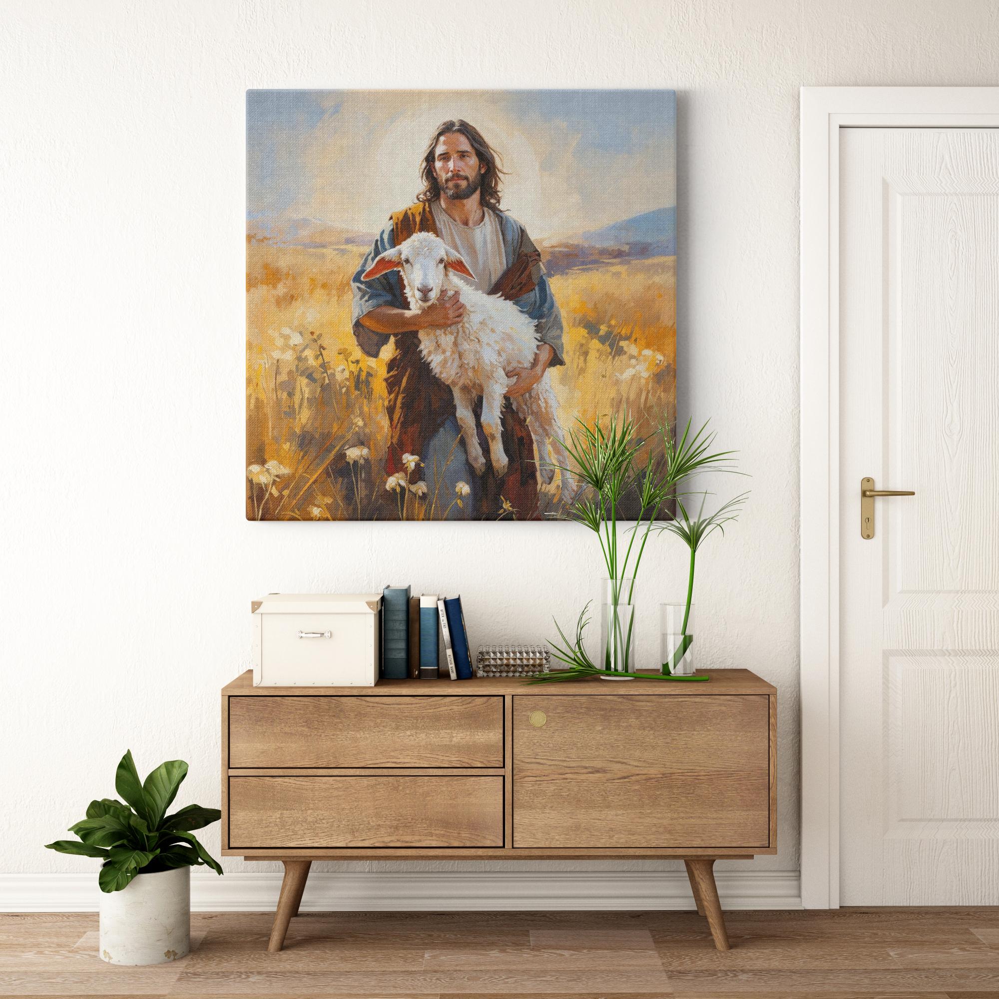 Jesus Embrace artwork detail - smiling Jesus painting wall art