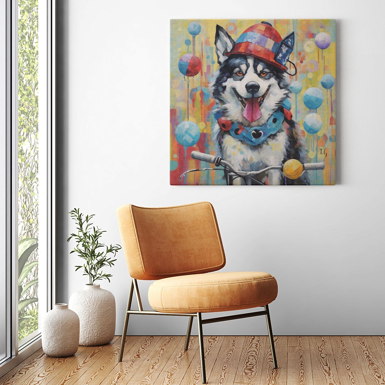 Jester Playful Essence artwork detail - colorful pet portrait art wall art