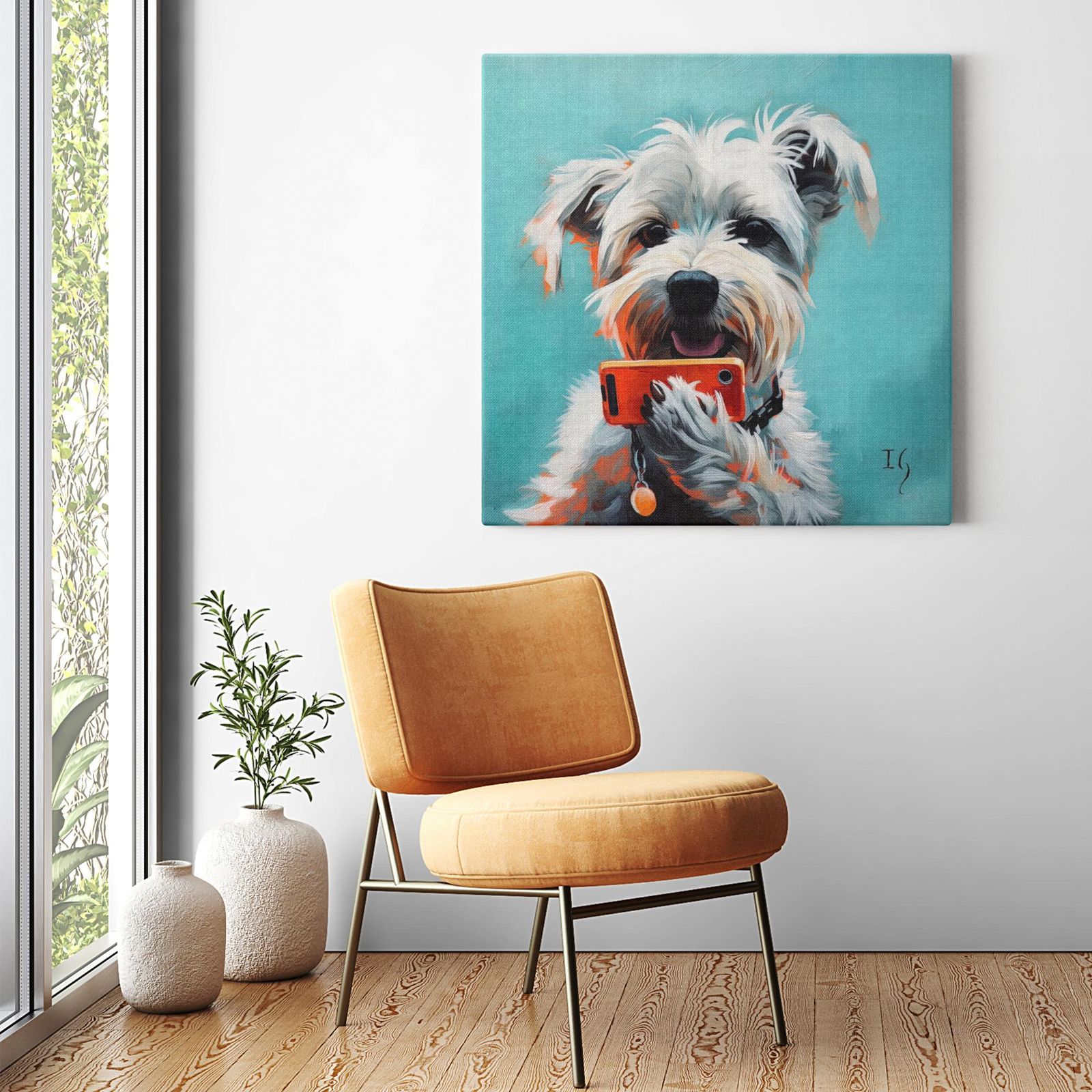 Connection Paws artwork detail - colorful pet portrait art wall art