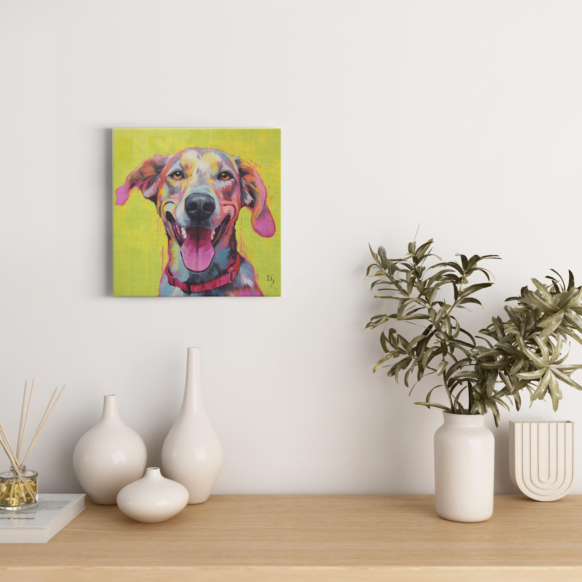Emerald Enchantment artwork detail - colorful pet portrait art wall art