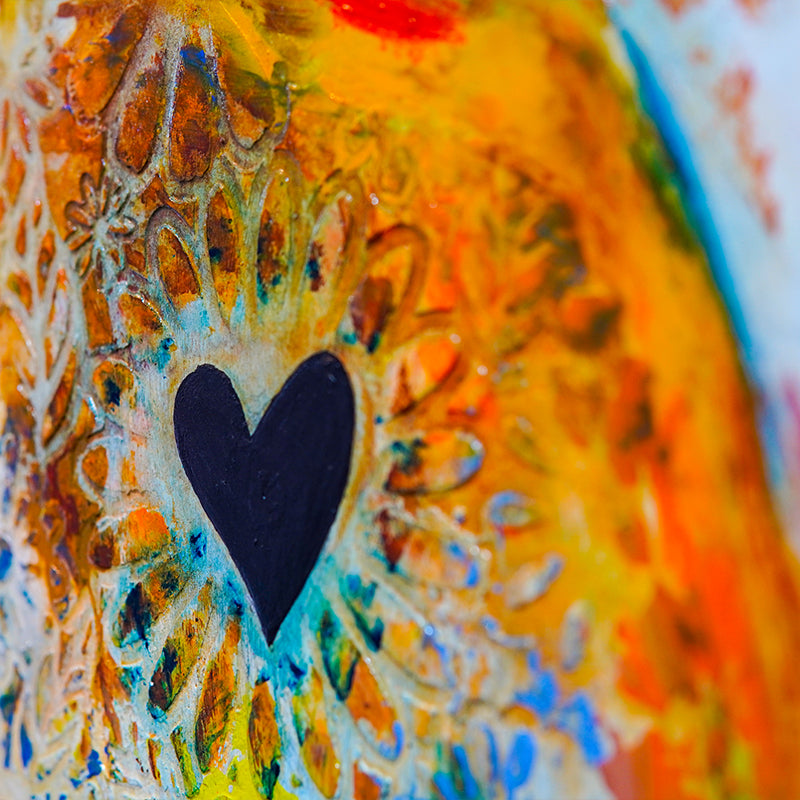 Soul´s Guardian canvas print in room setting - heart painting by Ivan Guaderrama