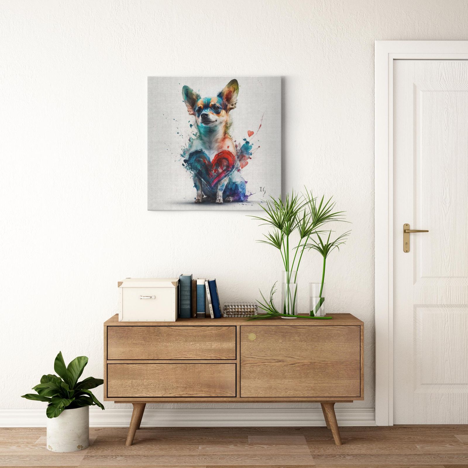 Charming Chihuahua artwork detail - colorful pet portrait art wall art