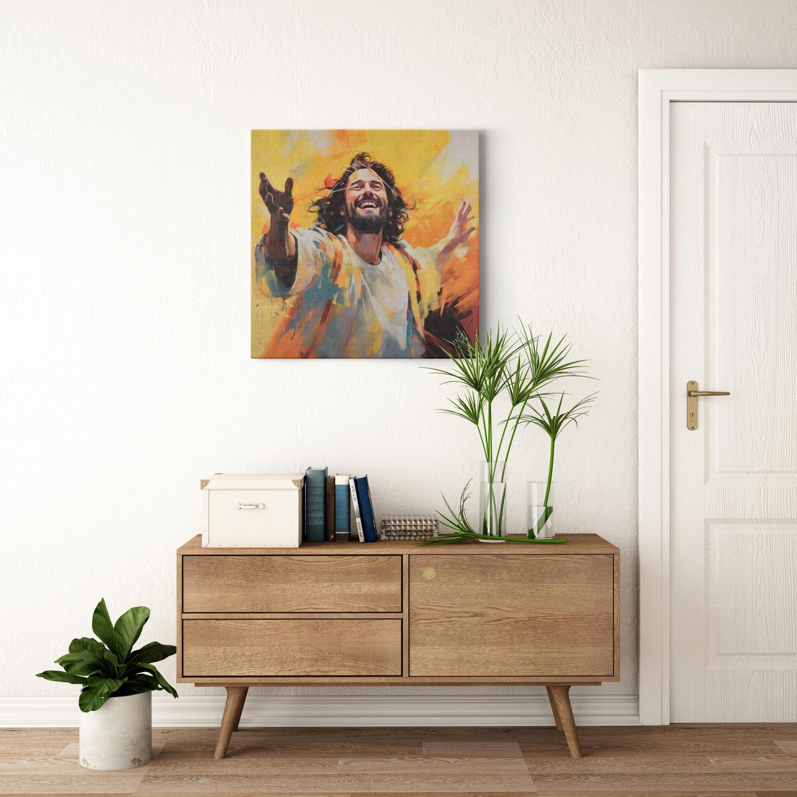 Jesus; The Light of the World artwork detail - interactive canvas print that comes alive with mobile app wall art