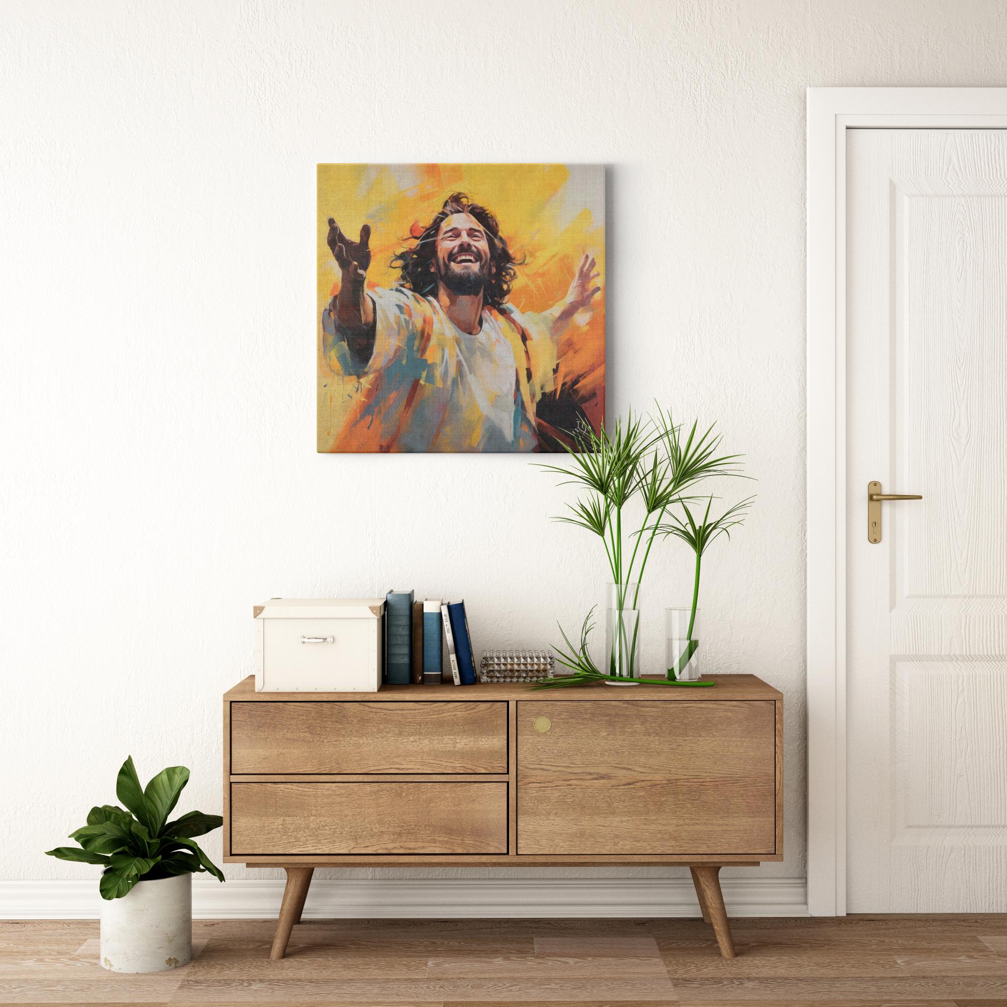 Jesus; The Light of the World artwork detail - interactive canvas print that comes alive with mobile app wall art