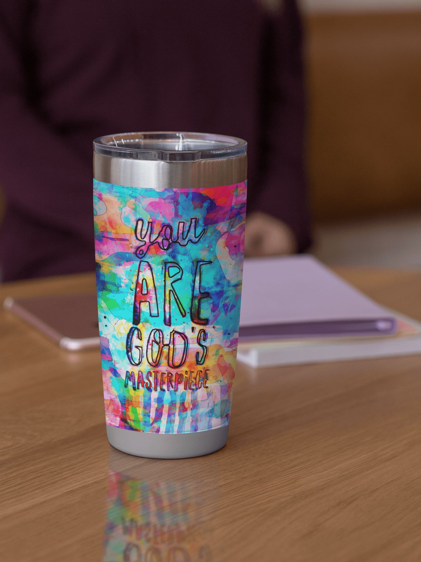 YOU ARE GODS MASTERPIECE Stainless Steel Tumbler artwork detail - christian inspirational tumbler wall art