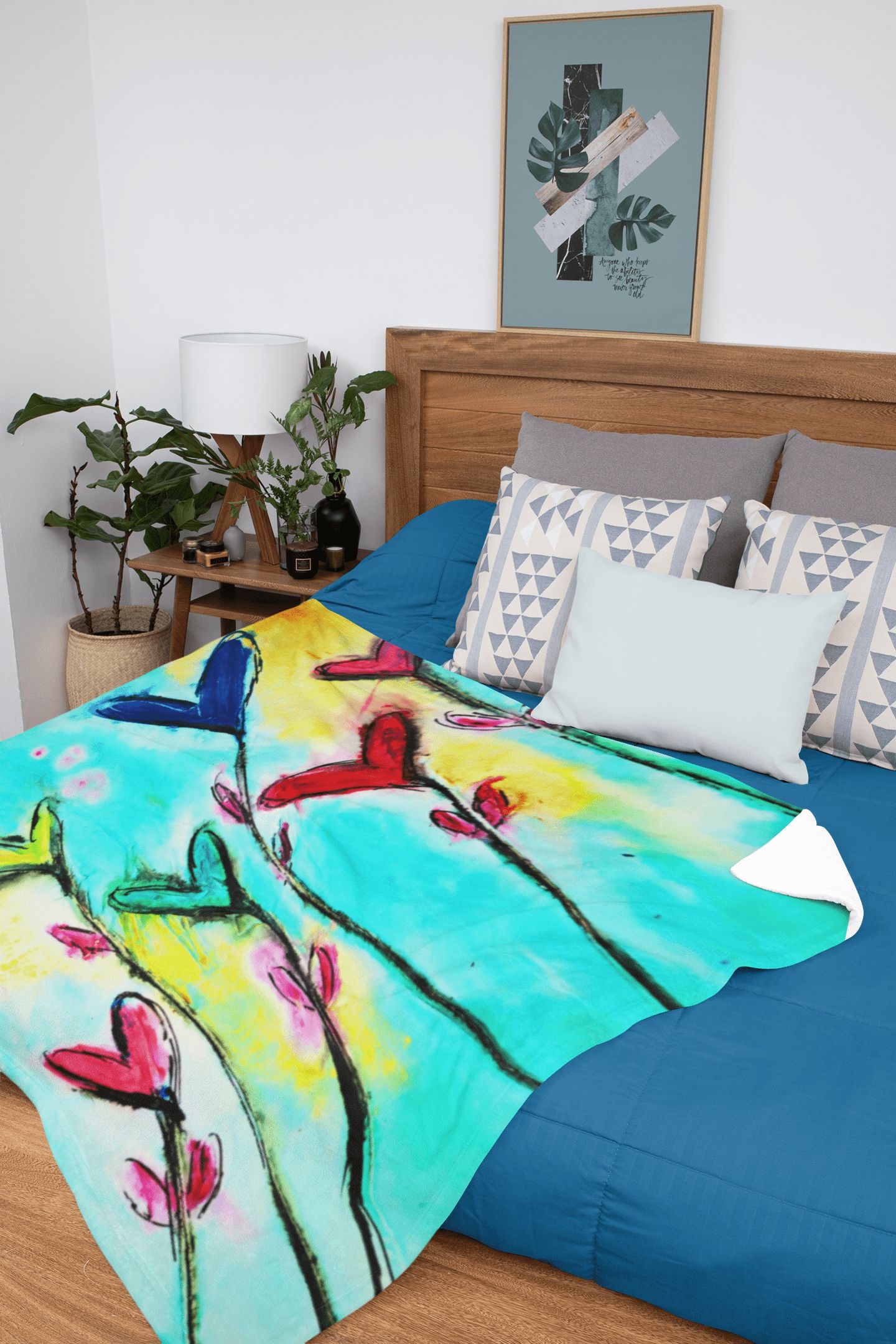 Blessed Day Minky Blankets canvas print in room setting - christian blanket by Ivan Guaderrama