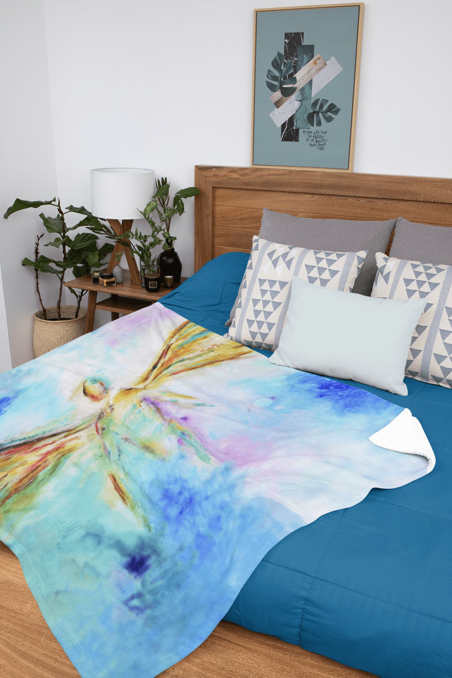 Blessed Beyond Measure Minky Blankets canvas print in room setting - christian blanket by Ivan Guaderrama